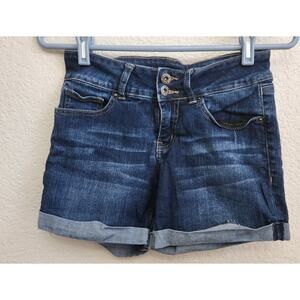 Signature Studio Dark Blue High Waisted Denim Shorts 4 Lightweight Soft Stretch